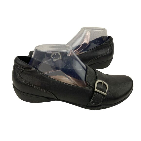 Taos Uppity 13718 Shoe Womens Size 9 Black Leather Comfort Slip On Loafer Buckle - Picture 4 of 14